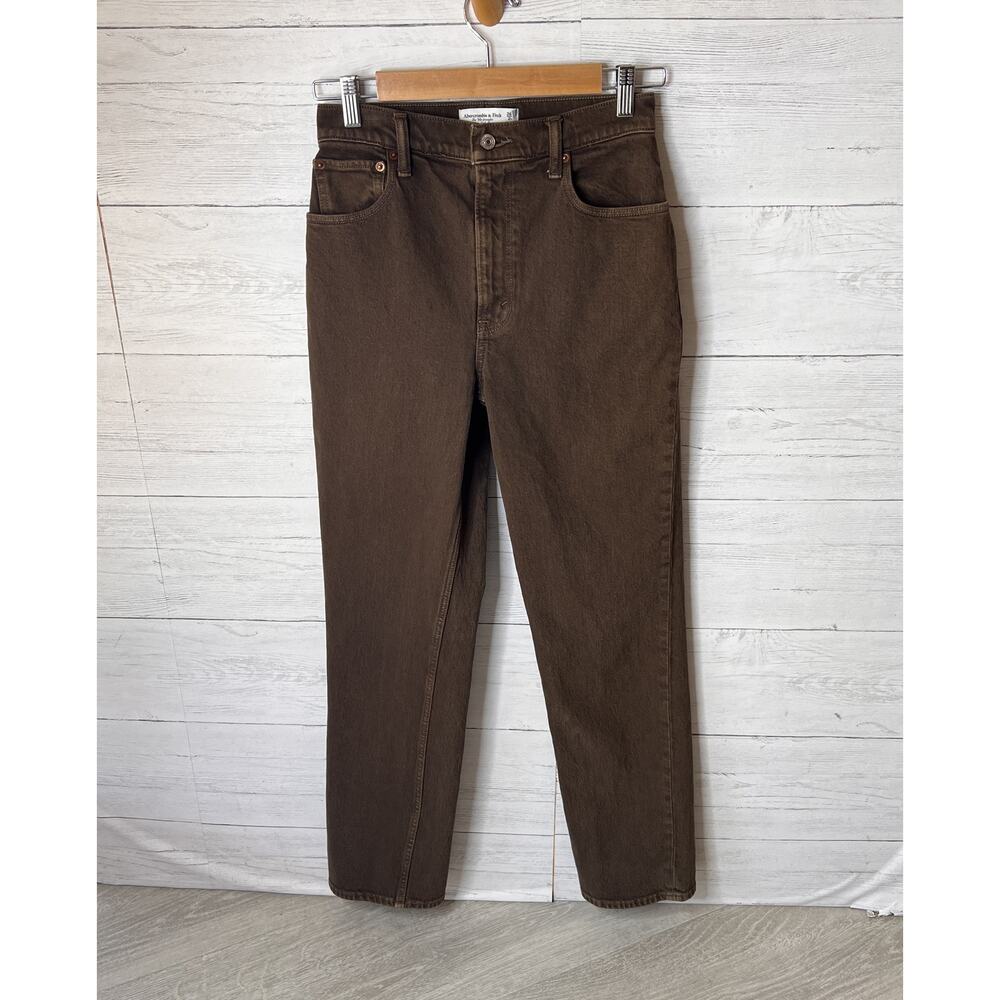 Abercrombie & Fitch Jeans Womens SZ 26/2R Brown The 90s Straight Ultra Rise - Picture 4 of 12